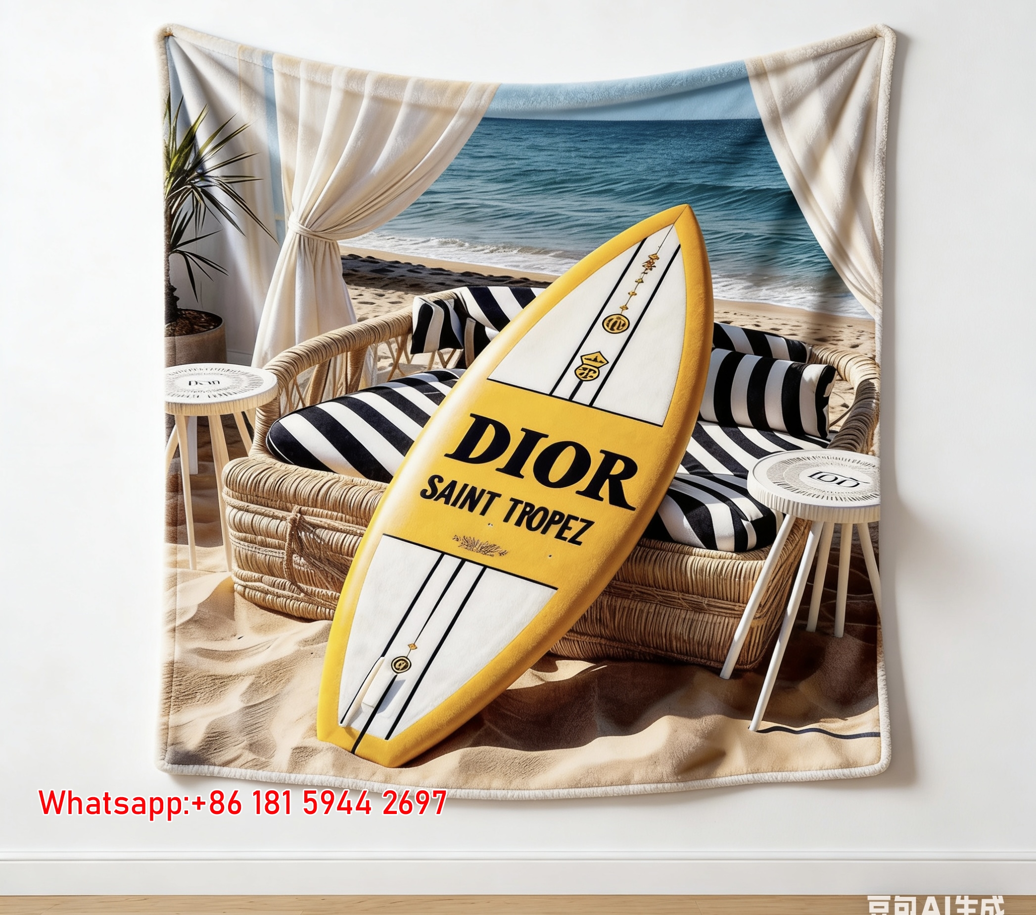 Dior Saint Tropez Surfboard Flannel Blanket D085